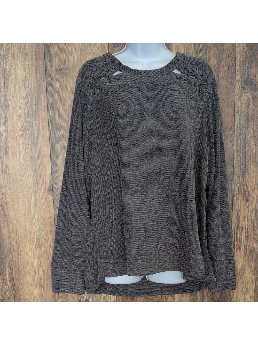 Knox Rose Dark Gray Crew Neck Sweater XL V245